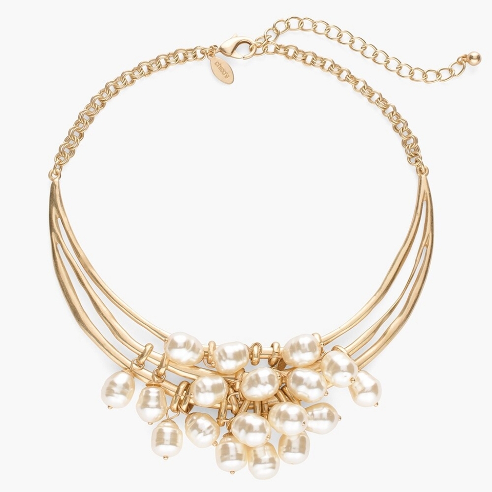 Chico's Faux Pearl Bib Necklace